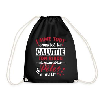 Cadeau Saint Valentin Homme Chauve Humour Péter - Sac de sport léger - noir - Devant