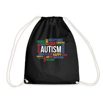 Autism Awareness Day Autistic Gift - Drawstring Bag - black - Front