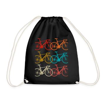 Retro Road Bike Cycling - Drawstring Bag - black - Front