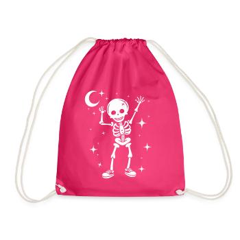 Lustiges Skelett Totenkopf Tanzen Halloween - Turnbeutel - Fuchsia - Vorne