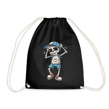 Lustiges Skelett Totenkopf Tanzen Halloween - Turnbeutel - Schwarz - Vorne
