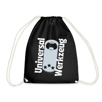 Universal Werkzeug Lustige Sprüche Bier Öffner - Turnbeutel - Schwarz - Vorne