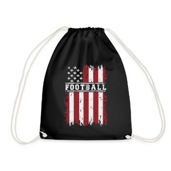 AMERICAN FOOTBALL America USA Grunge Flag - Drawstring Bag - black - Front
