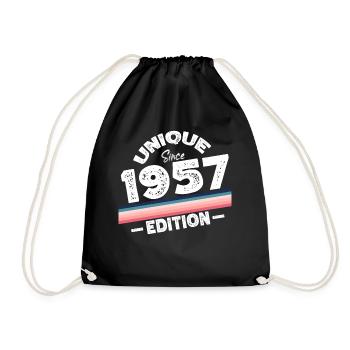 Unique since 1957 Edition Birthday Vintage 1957 - Drawstring Bag - black - Front