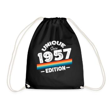 Unique since 1957 Edition Birthday Vintage 1957 - Drawstring Bag - black - Front