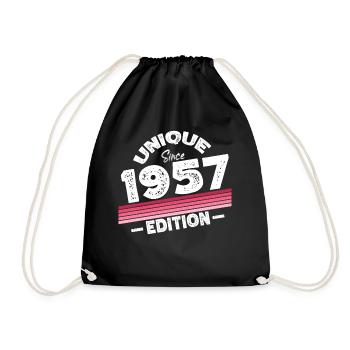 Unique since 1957 Edition Birthday Vintage 1957 - Drawstring Bag - black - Front