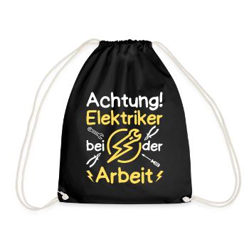 Elektriker bei der Arbeit Lustig Handwerker - Turnbeutel - Schwarz - Vorne