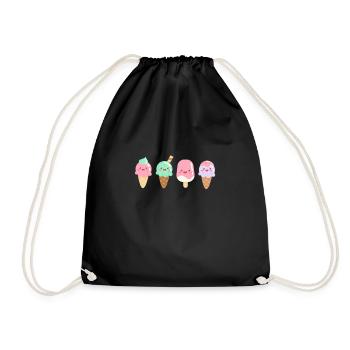 Eiscreme Eis Eiskrem Ice Cream Sommer Geschenk - Turnbeutel - Schwarz - Vorne