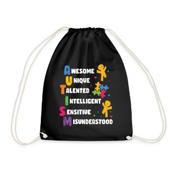 Autism - Drawstring Bag - black - Front