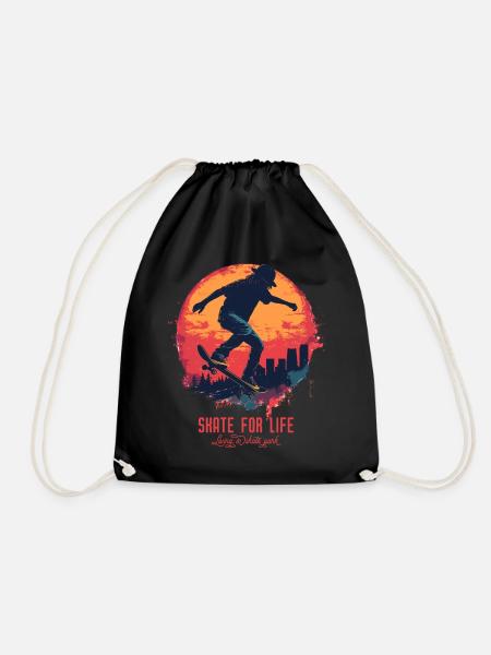 Skateboarder Skateboard Skate Skater Sonne - Turnbeutel - Schwarz