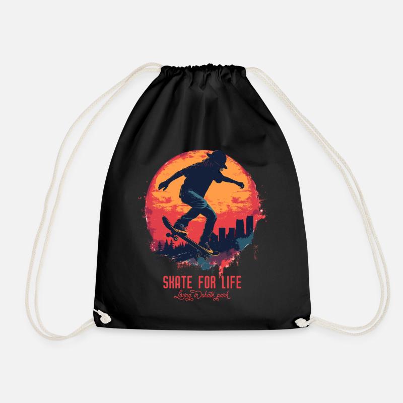Skateboarder Skateboard Skate Skater Sonne - Turnbeutel - Schwarz