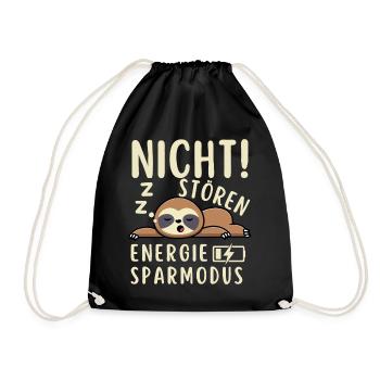 Energiesparmodus Nicht Stören lustiges Faultier - Turnbeutel - Schwarz - Vorne