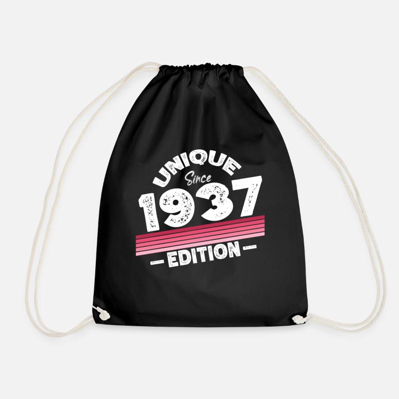 Unique Since 1937 Edition Birthday Vintage 1937 - Drawstring Bag - black
