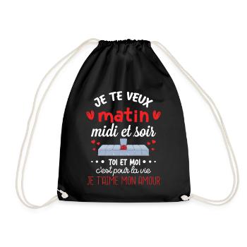 Cadeau St Valentin Femme Homme Je t aime - Sac de sport léger - noir - Devant