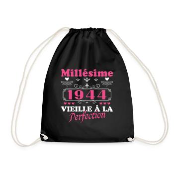 Woman Vintage 1944 Gift Birthday Humor - Drawstring Bag - black - Front