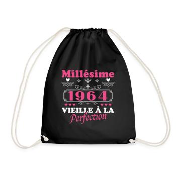 Woman Vintage 1964 Gift Birthday Humor - Drawstring Bag - black - Front