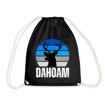 Bayern Dahoam Hirsch Geweih Retro Bayerisch Daheim - Turnbeutel - Schwarz - Vorne