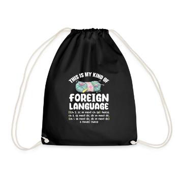 Crochet Knitting Sewing Seamstress Gift - Drawstring Bag - black - Front