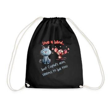 Love is blind... but Cupid's aim seems to be too! - Drawstring Bag - black - Front