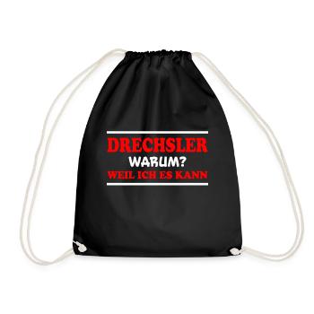 Drechsler Spruch Job Lustiges Drechsler Geschenk - Turnbeutel - Schwarz - Vorne