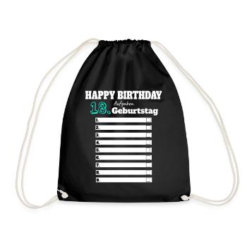 18. Geburtstag Junge Geschenk Lustig Aufgaben Mann - Turnbeutel - Schwarz - Vorne