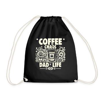 Vatertag Coffee Chaos Dad Life Papa Vater - Turnbeutel - Schwarz - Vorne