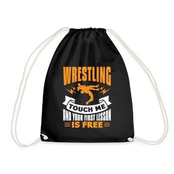 Wrestling Wrestler Fight Wrestling Ringer Gift - Drawstring Bag - black - Front