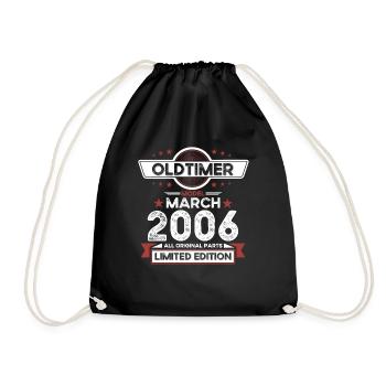18. Geburtstag Oldtimer März Jahrgang 2006 - Turnbeutel - Schwarz - Vorne