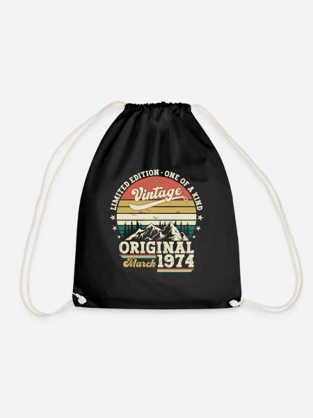 50. Geburtstag Geschenk Mann Original März 1974 - Turnbeutel - Schwarz