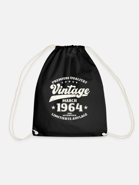 60. Geburtstag Original März Jahrgang 1964 Vintage - Turnbeutel - Schwarz