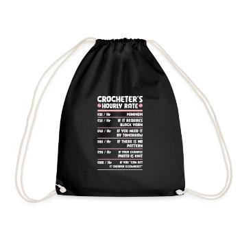 Crochet Knitting Sewing Seamstress Gift - Drawstring Bag - black - Front