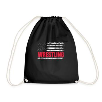 Wrestling Wrestler Fight Wrestling Ringer Gift - Drawstring Bag - black - Front