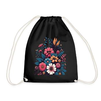 Botanical Bliss Wildflower Bouquet Nature Lover - Drawstring Bag - black - Front