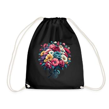 Botanical Bliss Wildflower Bouquet Nature Lover - Drawstring Bag - black - Front