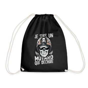 Je suis un motard qui déchire tête de mort fête - Sac de sport léger - noir - Devant