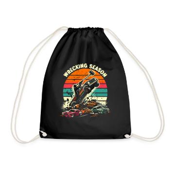 Wrecking Season - Demolition Derby Fan Shirt - Drawstring Bag - black - Front