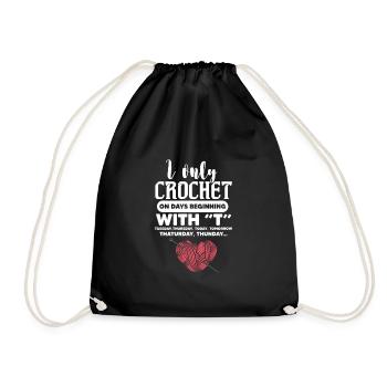 Crochet Knitting Sewing Seamstress Gift - Drawstring Bag - black - Front