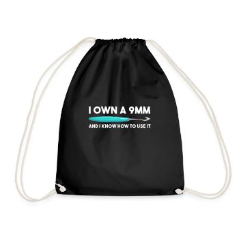 Crochet Knitting Sewing Seamstress Gift - Drawstring Bag - black - Front