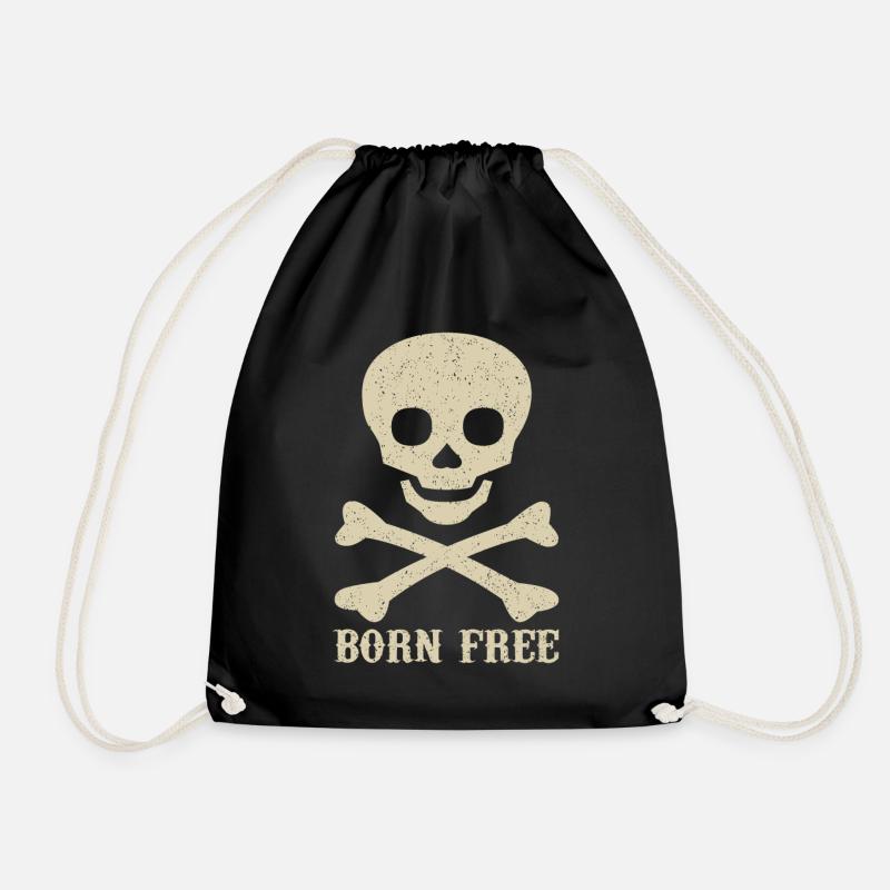 Totenkopf Spruch Born Free - Turnbeutel - Schwarz