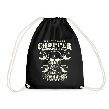 Totenkopf Biker Spruch West Coast Chopper - Turnbeutel - Schwarz - Vorne