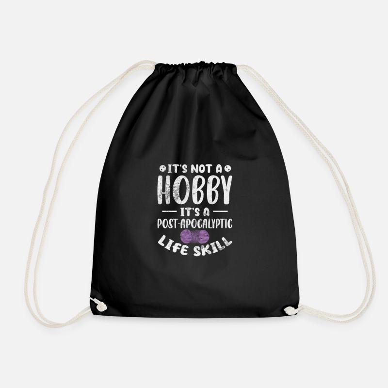 Crochet Knitting - Drawstring Bag - black