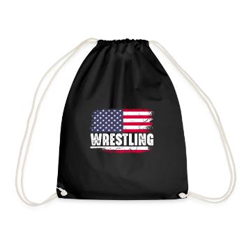 Wrestling Wrestler Fight Wrestling Ringer Gift - Drawstring Bag - black - Front