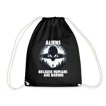 SciFi and alien aliens and UFO fan - Drawstring Bag - black - Front