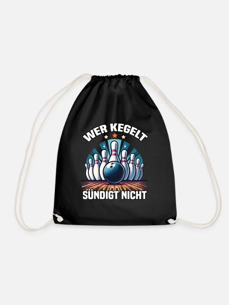 Wer kegelt sündigt nicht Kegel Kegelverein Design - Turnbeutel - Schwarz