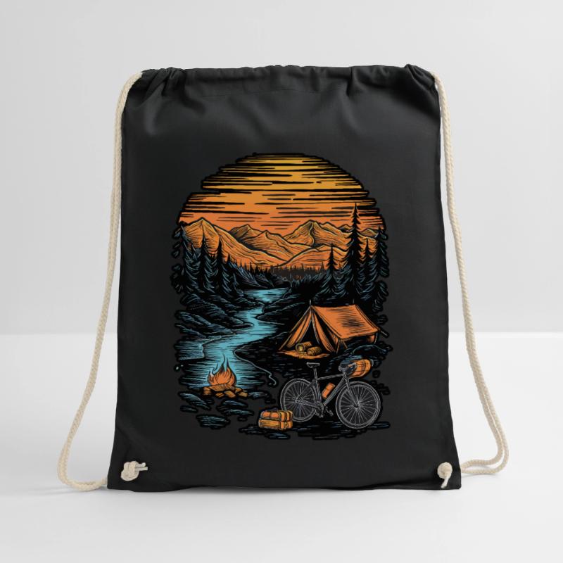 Bicycle Camping Camping Mountains Nature Excursion Drawstring Bag