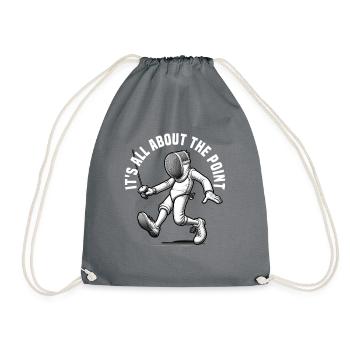 Fencer Sport Design Mask On Game On Combat Fencing - Drawstring Bag - grey - Front