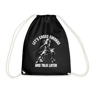 Fencer Sport Design Mask On Game On Combat Fencing - Drawstring Bag - black - Front