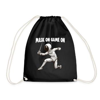 Fencer Sport Design Mask On Game On Combat Fencing - Drawstring Bag - black - Front