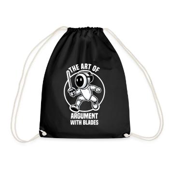 Fencer Sport Design Mask On Game On Combat Fencing - Drawstring Bag - black - Front