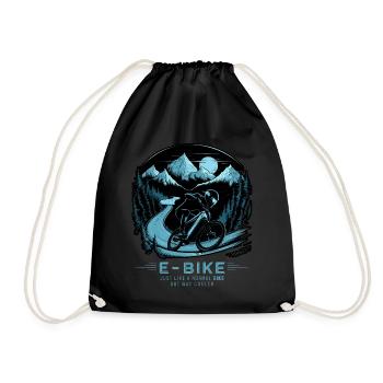 E-Bike Saying Ebiker Cyclist Mountains Nature - Drawstring Bag - black - Front